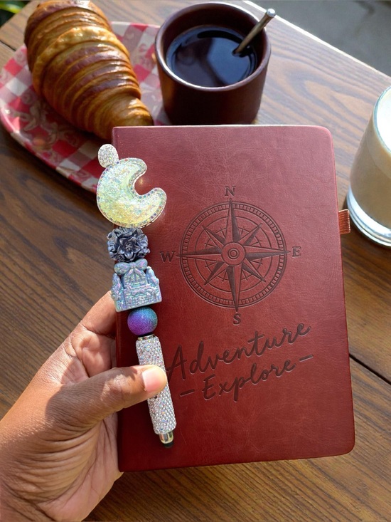 Accessories - Handcrafted Iridescent Moon & Castle B Stylus & Adventure Explorer Blank Journal